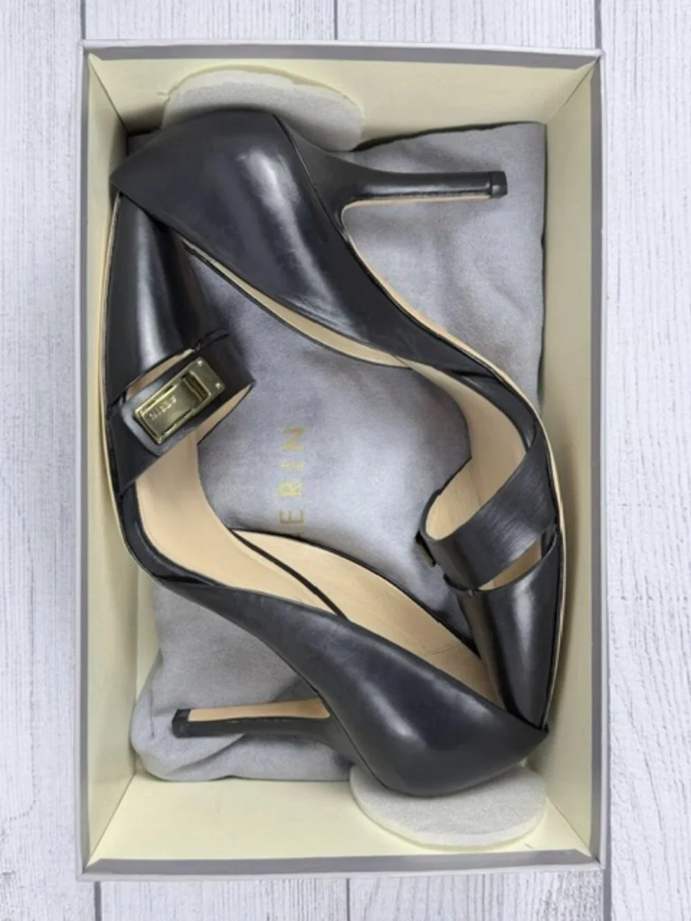 🖤 NIB AERIN Fatima Black Leather Pointed Toe D'Orsay Pumps Heels Size 8